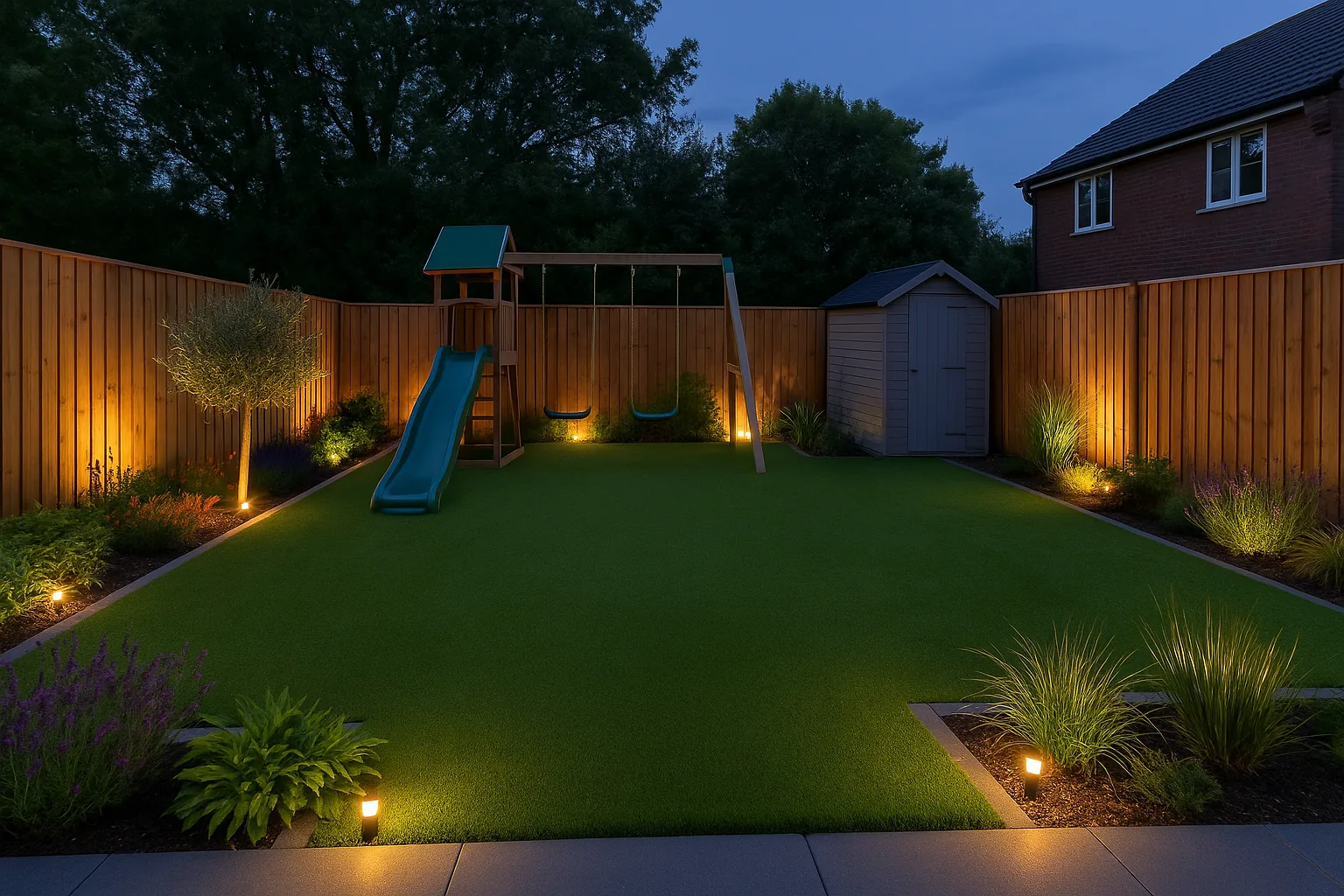 Farnborough garden with LED lighting installation