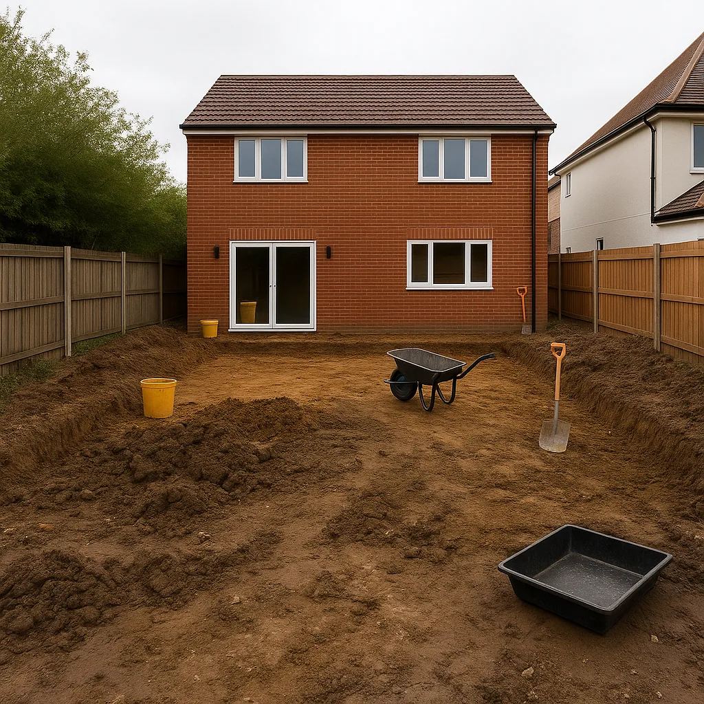 Garden site cleared and levelled during Farnborough landscaping project