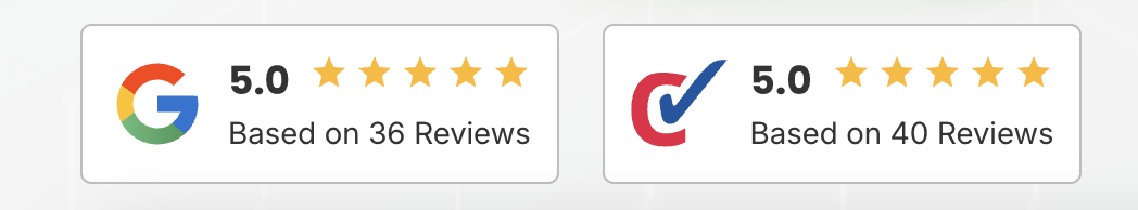 5.0 stars on Google (36 reviews) and Checkatrade (40 reviews)